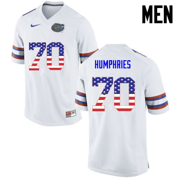 Florida Gators Men #70 D.J. Humphries College Football USA Flag Fashion White